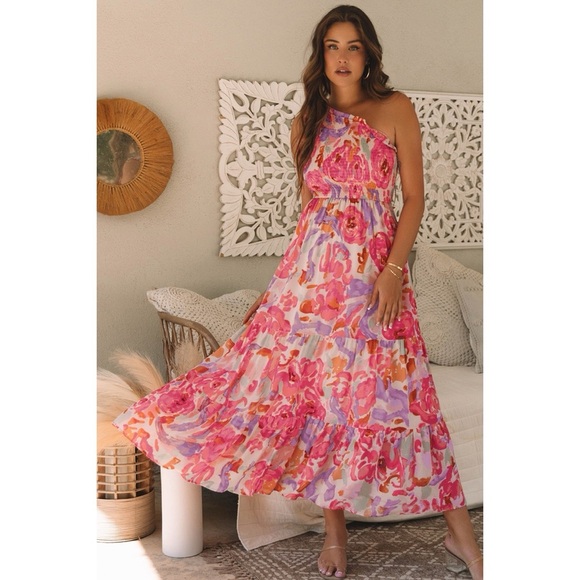 Dresses & Skirts - Floral One-Shoulder Maxi Dress